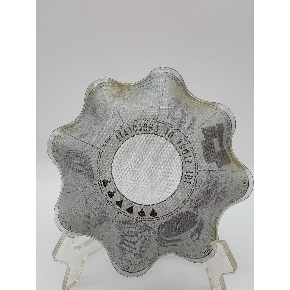 Vintage Hersheys Story of Chocolate Glass Plate Ruffled Edge 7.5in